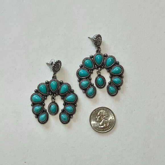 Western Boho Style Silver Concho Naja Earrings #1103 - Picture 3 of 8